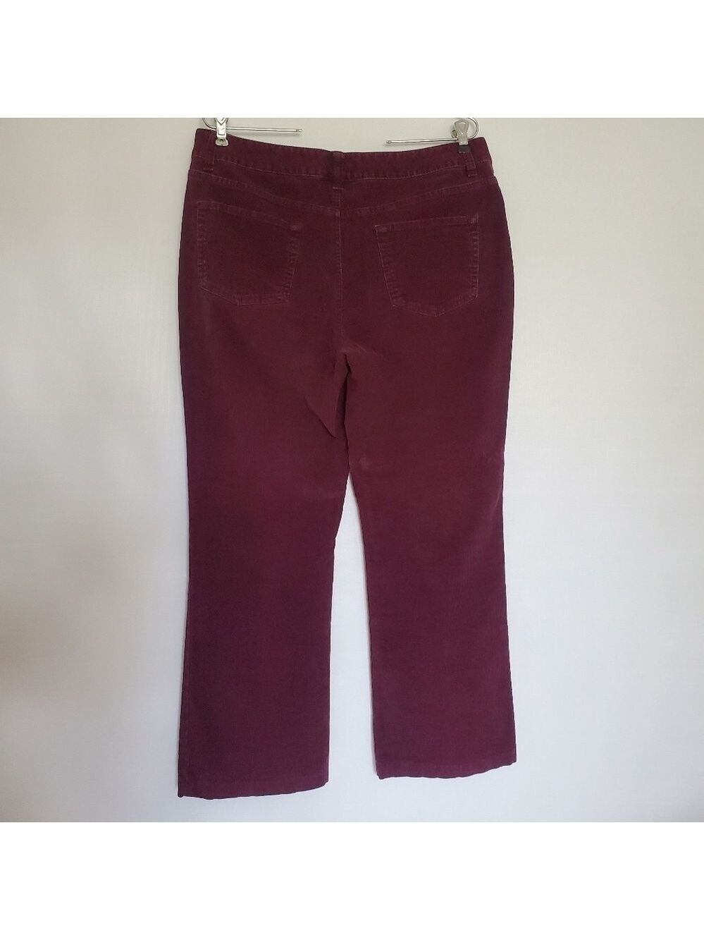 ST. JOHN'S BAY CORDUROY PANTS WOMEN 12 STRAIGHT-FIT SLENDER BOOT CUT PLUM PURPLE - Picture 2 of 11